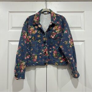 Stuffed Shirt Jeanswear Floral Jean Jacket Vintage Y2K Made in USA Cotton Medium
